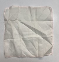 Vintage Linen Pink and White Trimmed Hankercheif 10 by 10 inch - £7.49 GBP
