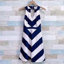 Vineyard Vines Chevron Striped Fit &amp; Flare Dress Blue White Casual Women... - $49.49