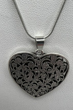 Necklace and Earring Set Silver Tone Hearts Ingot Chain Lobster Claw 17&quot; + Ext. - £6.12 GBP