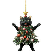 Black Cat Holiday Decoration Acrylic Cartoon Figure Charm for Christmas ... - $9.57