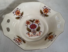 Pretty Vintage RS Germany Porcelain Serving Dish Bowl w/Handles Floral 7.25 Long - £7.81 GBP