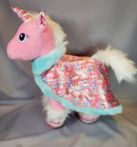 Build-A-Bear Workshop Pink Unicorn Peppermint Candy Swirl Satin Cape Fur... - £17.09 GBP