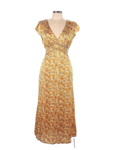 NWT Reformation Kaye in Junie V-neck Tie Back Silk Satin Floral Midi Dress 12 - £115.98 GBP