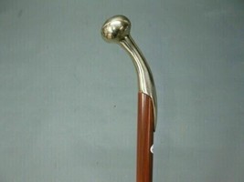 Hame knob Walking Stick Handmade Victorian Solid Brass Head Handle Inlay Stick - £51.69 GBP