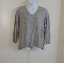 Maison Jules Women&#39;s Long Sleeve V-neck Side Slits Light Gray Heather Sweater XL - £8.21 GBP