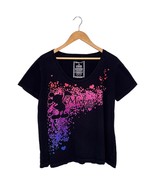 Disney Mickey Mouse Glitter Rainbow Hearts Organic Cotton Tee Shirt Blac... - $316.40 MXN