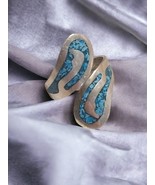 Sterling Silver Blue Enamel Adjustable Ring Size 7.5 Made in Mexico - €47,76 EUR