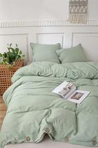 Cotton Duvet Cover in Sage Green Duvet Cover with Buttons King Queen Twi... - £54.17 GBP+