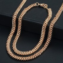 5.5mm 585 Rose Gold Jewelry Set Swirl Rope Link Chain Bracelet Necklace for Wome - £11.42 GBP