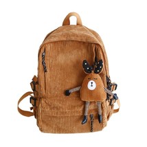 2022 Style Corduroy Ladies Backpack Solid Color Stripe Harajuku School Bag Teena - £31.39 GBP