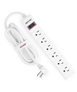SURGE PROTECTOR White Power Strip w/ Right angLe Plug &amp; 6 Outlets BESTEK... - £21.99 GBP