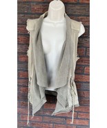 BKE Outerwear Beige Vest Medium Sleeveless Stretch Open Jacket Distresse... - £13.39 GBP