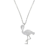 0.80CT Round Cut Moissanite Womens Flamingo Bird Chain Pendant White Gold Plated - £87.39 GBP