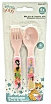 Disney Baby Princess Fork &amp; Spoon 6+ months BPA FREE Pink Strong Plastic - $2.96