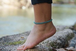 Turquoise Band Boho Silver Anklet - £9.99 GBP