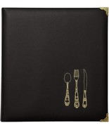 Black Faux Leather Recipe Book 3-Ring Card Pocket Binder 11 W x 11.88&quot; L - $38.61