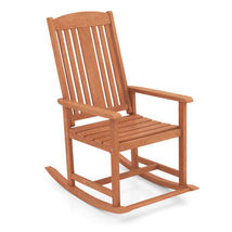 Outdoor Rocking Chair Solid Wood High Back Rocker with Slatted Seat - $129.65