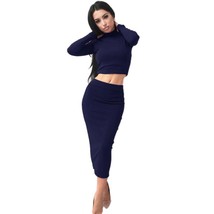 Fashion 1PC Blouse+1PC Dress Sexy Solid Women Long Sleeve - £23.16 GBP