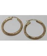 AAJ 10k Yellow Gold 1 1/8&quot; Open Hoop Earrings Lever Clasp Brushed Heavy ... - $149.99