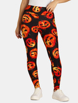 No Boundaries Junior High-Rise Sueded Fire Jack-O-Lantern Leggings Black S/M - £13.00 GBP