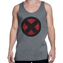 X-Men Distressed Symbol Men&#39;s Tank Top Grey-Dark - £25.07 GBP