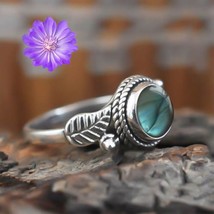 Anniversary Gift For Her 925 Silver Natural Labradorite Cluster Ring Jewelry - £5.86 GBP