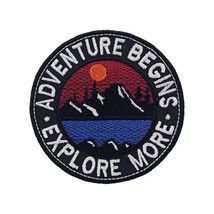 Hiking Tourism Embroidered Patch Adventure Begins Explore More Size 3.5x... - £5.93 GBP