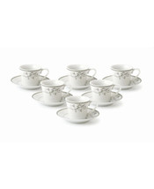 Lorren Home Silver Viola 12 Piece 2oz Espresso Cup and Saucer Set Servic... - £15.45 GBP