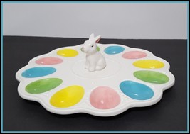 NEW RARE Finch + Robin Bunny Easter Deviled Egg Plate 11.75&#39;&#39; Ceramic - £29.56 GBP