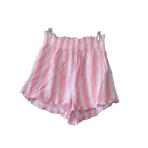Abound Shorts Pink White Cabana Stripe Women Ruffle Pull On  Size XS Lin... - £12.43 GBP