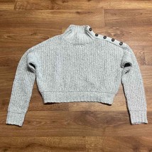 Jessica Simpson Gray Pullover Cropped Sweater Buttons Womens Size Medium - £19.78 GBP