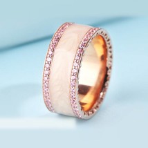  Rose Gold Heart of love Rings With Enamel &amp; Clear CZ Engagement Ring - £16.35 GBP