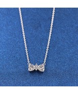 925 Sterling Silver Sparkling Bow Necklace 45CM  393509C01-45 - $32.61 CAD