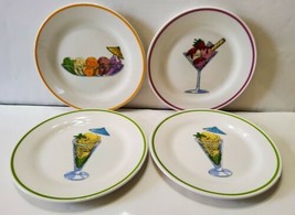 4 Ice Cream Appetizer Desert Plate Porcelain 8&#39;&#39; Sundae Banana Split Waf... - $23.03
