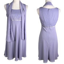 Phoebe Vintage Dress 6 Purple Chiffon Sleeveless Scarf  - $50.00