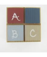 ABC Alphabet Wood Block Baby Nursery Shelf Decor Red Blue White Handmade... - £4.78 GBP