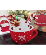 Christmas Hot Cocoa Gingerbread Peppermint Candy Cane Tier Tray Tabletop... - $21.77