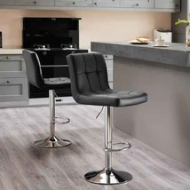 Bar Stools Set of 2 Modern Square with Back Swivel Stool  Black - $2,374.54 MXN