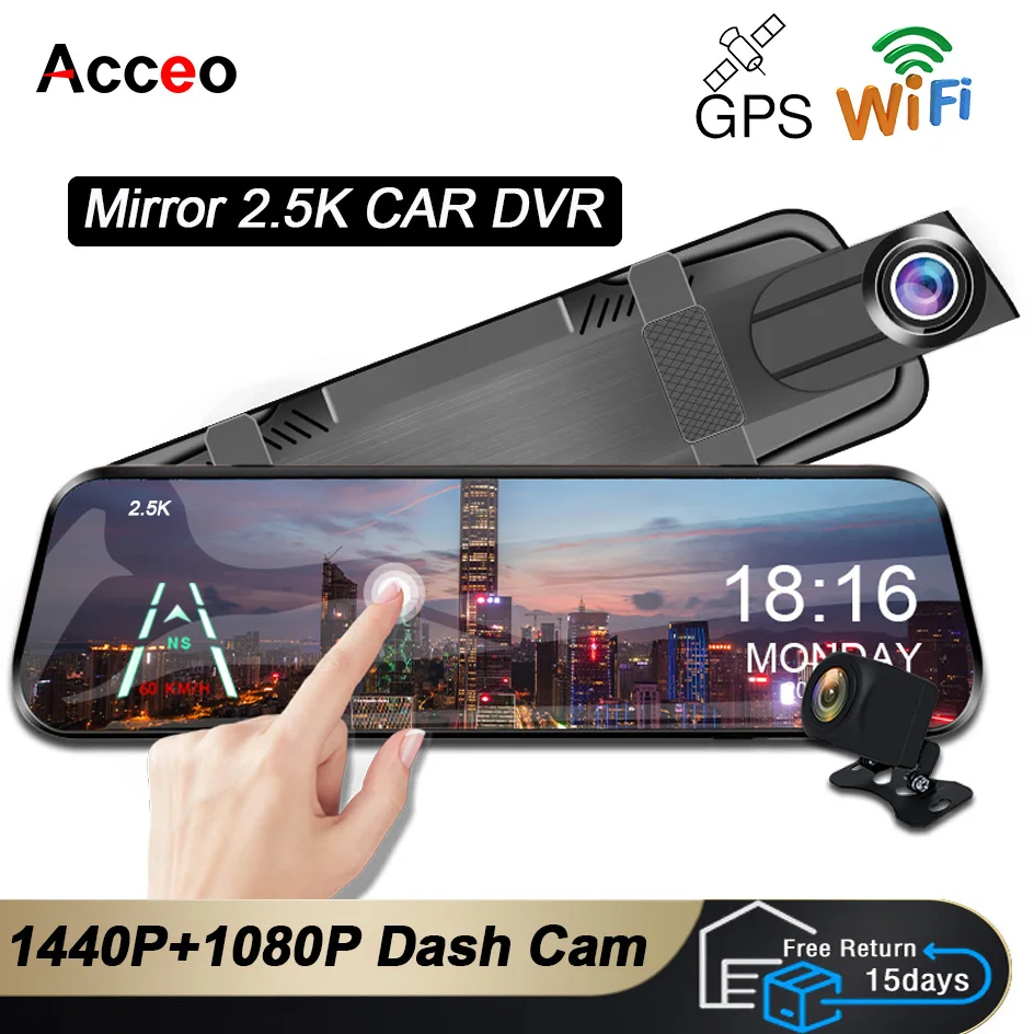 Car DVR GPS Video Recorder 2.5K Streaming media mirror 1080P rear view Dual Lens - £59.99 GBP+