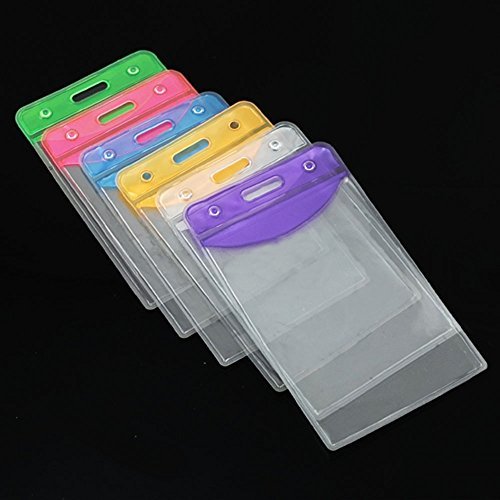 Bluemoona 6 Pcs - ID Card Holder Plastic Badge Business Office Transparent Verti
