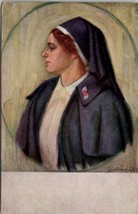 Artist Signed Beautiful Red Cross Nun Postcard Y12 - £24.09 GBP