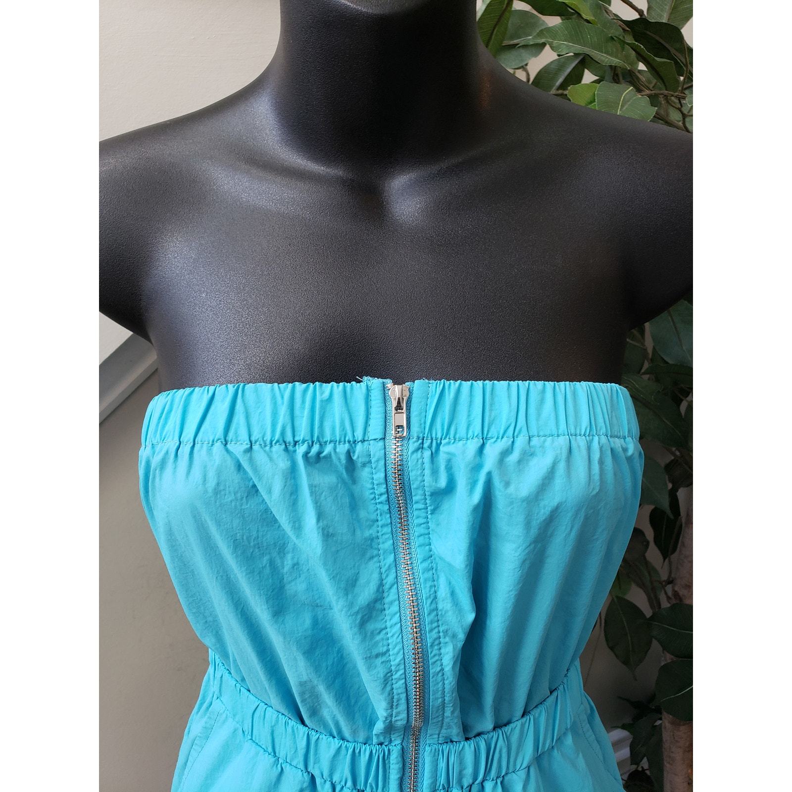 Fashion Nova Jumpsuit Womens S Blue Off Shoulder Pockets Tapered Leg Zip Front Item image 15