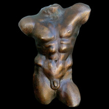 Nude Naked Greek Male Man Gay Torso sculpture plaque Dark Bronze Finish - $58.41