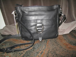 Pulcati Italy Black Leather Crossbody Purse Nwt - $55.72