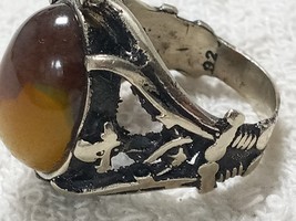 RING Yemeni agate stone, saffron, one of the rare snake and tree - £46.97 GBP