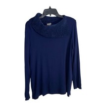 Chicos Womens Shirt Sweater Adult Size 2=Large Ribbed Envelope Neck Long Sleeve - $23.32