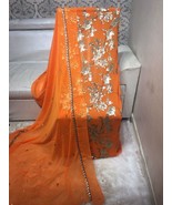 Women Chiffon Sequence Embroidery Work Unstitched Suits Chiffon Dupatta C-7 - $85.07