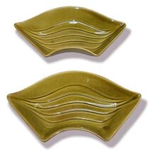 USA Vintage California Pottery L34 set of 2 Avacado dish Lazy Susan repl... - $18.89