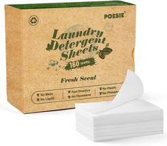 Poesie Laundry Detergent Sheets Fresh Scent 160 Sheets Clear Plastic-Free Hypoal - £10.78 GBP