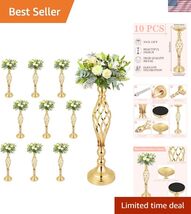 10 PCS Gold Flower Stand Centerpiece, Wedding Table Gold Flower Stand Va... - $150.27